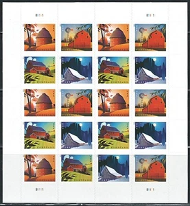 Mint US Postcard Barns Pane of 20 Stamps Scott# 5549A (MNH) - Picture 1 of 1