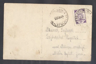 12394 Letonia, 1920, tarjeta de los grandes de Navidad de la estación de tren de Riga a Ikskile Foto 1 de 2