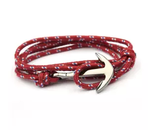 Anker Armband Miniblings Anhänger Kordel Bergsteiger Seil dunkelrot gemustert - Bild 1 von 2