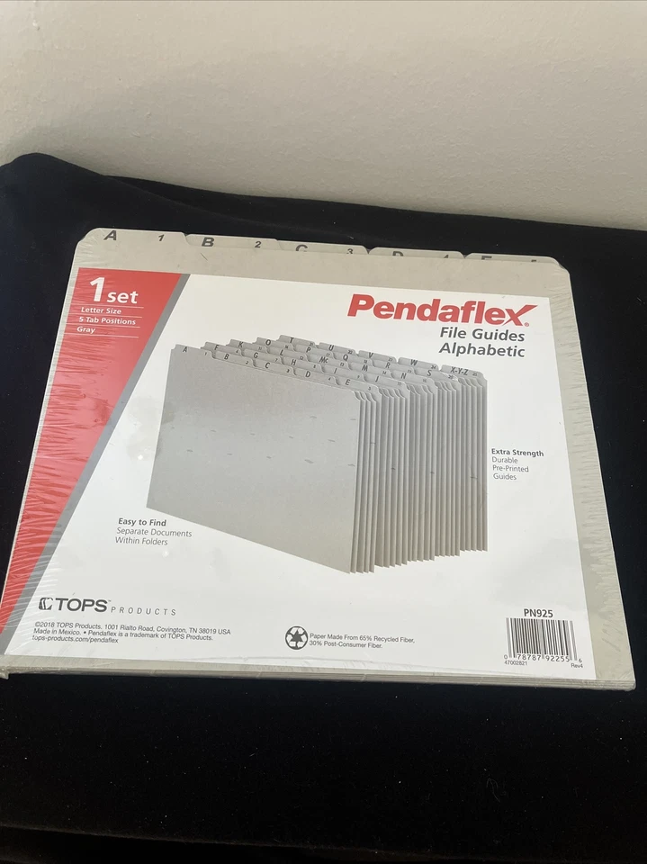 Pendaflex PN925 1/5Tab Alpha Pressboard Recycled Top Tab File Guides Lttr 25/ST - Image 1 of 1