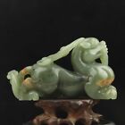 China old natural hetian jade hand-carved statue dragon loong pendant c