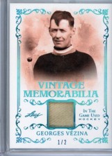 2022-23 Leaf In The Game Used Hockey Vintage Memorabilia 1/2 Georges Vezina