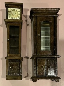 China Cabinet & Grandfather Clock Dollhouse Miniature 1:12 Scale Furniture - Picture 1 of 9