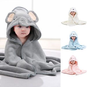 Unisexy Baby Kid Hooded Bath Towel Wrap Blanket Solid Color Cartoon Animal Shape