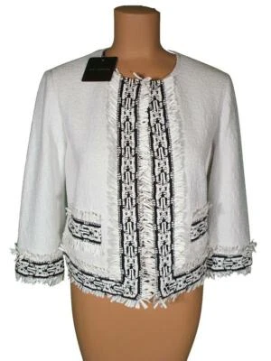 NWT ST. JOHN Knits White Navy Clair Knit Topper Jacket Blazer sz 14 $1350 - Image 1 of 4