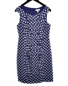 Dressbarn Sheer Lined Sleeveless Ruffle Sheath Dress Polka Dot Lavender Size 8 - Picture 1 of 9