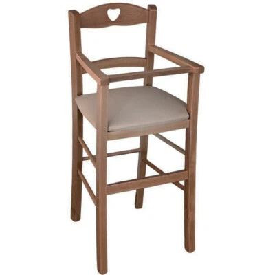 OKAFFAREFATTO Seggiolone in legno noce chiaro con seduta imbottita in similpelle tortora