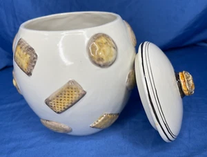 Vintage Cookies All Over Cookie Jar & Lid Ceramic Handpainted Italy Cookie Knob - Picture 1 of 18