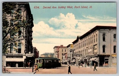 Second Ave. Looking West - Rock Island, IL Town Street View  - Hickey's Cigars - Image 1 of 2