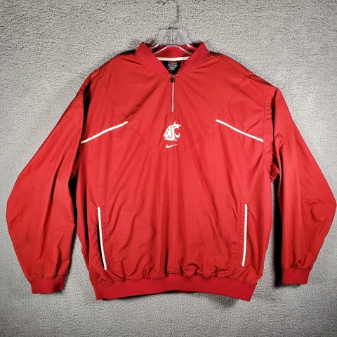 Washington State Cougars Nike XL Jacket Pullover 1/4 Zip Red Relaxed Embroidered Cover