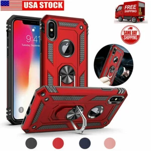 Apple iPhone 11 Case Cover Protector Shockproof Magnetic Metal Ring Stand XR - Picture 1 of 14