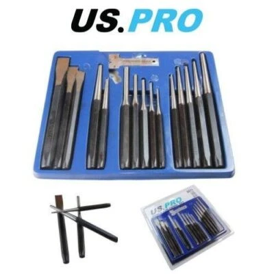 US PRO 16pc Punch & Chisel Set Cold Chisels Center Punch PIN Punch Taper Punch - Image 1 of 4