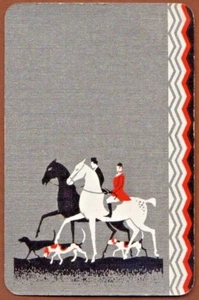 Tarjetas de Juego 1 Tarjeta Única Antigua Art Deco CABALLOS DE CAZA PERROS Caballo Perro - Imagen 1 de 3