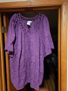 Liz & Me Catherines Purple Short Sleeve Shirt Size 3X - Picture 1 of 3