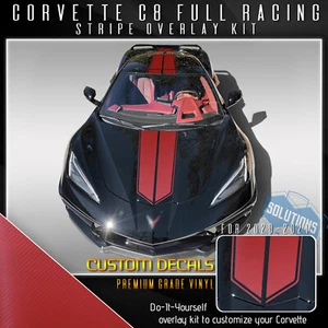 For 2020-2021 C8 Corvette Racing Stripes Overlay Graphic Decal 3D Carbon Fiber - Picture 1 of 15