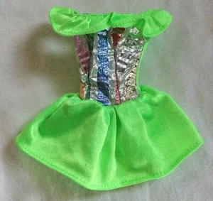 Vintage 90’s Barbie Doll Lime Neon Green Party Dress With Silver Accent - Picture 1 of 3