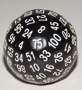 100-seitige Würfel Würfel polyedrisch schwarz mit weißen Zahlen Classic RPG D&D Solid - Bild 1 von 6
