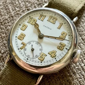 Reloj Patria Omega Primera Guerra Mundial Vintage Militar de Estados Unidos Plata Trench 34 mm ¡Todo Original Funciona! - Imagen 1 de 19