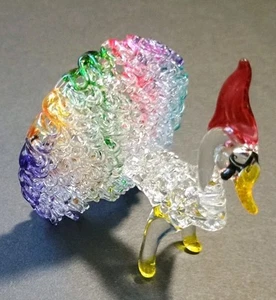 Hermosa estatuilla de pavo real color arco iris vidrio soplado hilado a mano de colección delicada - Imagen 1 de 7