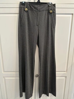 白宫黑色市场裤黑色白色宽腿金色纽扣尺寸 4 二手状况完好 — 第 1/4 张图片