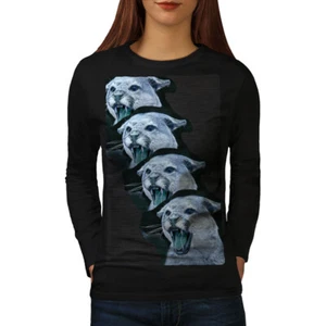 Wellcoda Wild Animal Tiger Cat Rage Damen-Langarm-T-Shirt - Bild 1 von 5