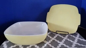 Vintage Pyrex Hostess 525B hellgelb quadratisch Servierschüssel mit Deckel 2,5 Quart - Bild 1 von 8