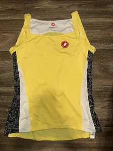Castelli Radtrikot Damen Medium gelb Spaghettiträger Taschen #TT - Bild 1 von 3