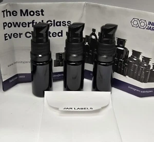 3 Black Ultraviolet Glass Lotion Infinity Containers Pumps NEW Empty 15 ml - Picture 1 of 9
