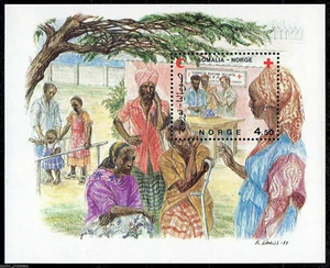 Norwegen - Somalia GEMEINSAME Ausgabe "GESUNDHEIT ~ MEDIZIN ~ ROTES KREUZ" 2er Set MS 1987 ! - Bild 1 von 3