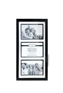 4x6 Photo Black Collage Frame 3 Picture Glass Pane 15x8 Wall Mount FREE SHIPPING - Picture 1 of 2