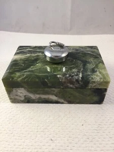 Unusual Vintage Green Onyx Box with Curling Stone Handle - Picture 1 of 9