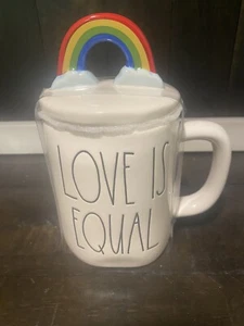 NEW RAE DUNN "LOVE IS EQUAL" RAINBOW LID CERAMIC MUG - Picture 1 of 1