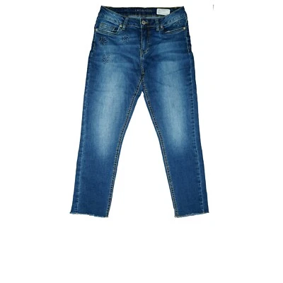 Denim 1982 Damen Stretch Jeans 3/4 Hose Capri Slim Skinny 36 S W27 blau Sterne - Bild 1 von 4