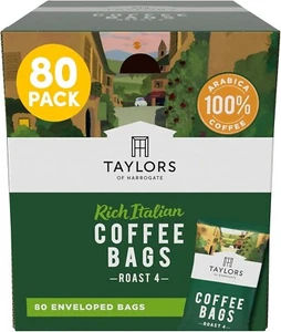 Taylors of Harrogate, Roast 4 Rich Italian Coffee Bags 80 Enveloped Bags(Pack 1) - Picture 1 of 6