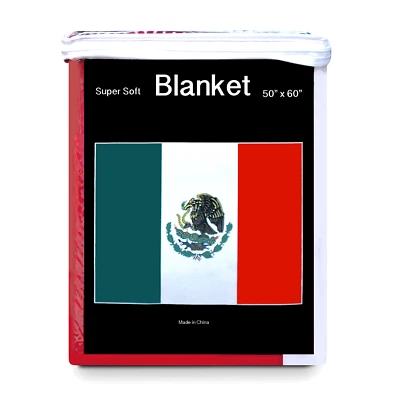 Mexico Flag Fleece Blanket NEW 5 ft x 4.2 ft. Mexican Bandera Cobija Throw Cover - Image 1 of 3