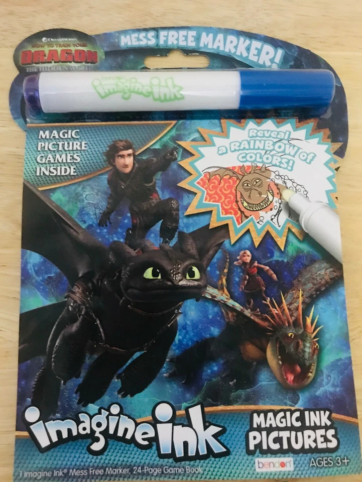 Книга активности Bendon How to Train your Dragon Imagine Ink с маркером без беспорядка - Изображение 1 из 2