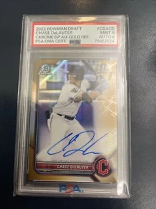 2022 CHASE DeLAUTER Bowman Cromo ORO Autografo Rifrattore Autografo Rc #/50 PSA 9 - Foto 1 di 2