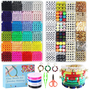 7200 Clay Beads Bracelet Making Kit,Jewelry Beading Supplies and Charms, 2 Boxes