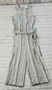 Cloth & Stone WOMENS XS Grey Striped Jumper Pants Pockets Opened Back Jumpsuit - Picture 1 of 6