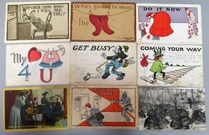 LOT (9) ANTIQUE PRE 1920s COMIC, HUMOROUS, CARTOON POSTCARDS, CONDITION AS SHOWN - Picture 1 of 3