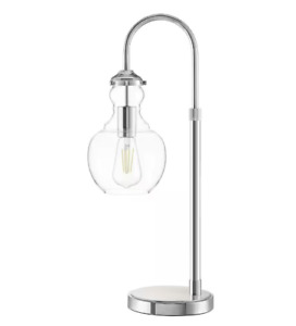 Bakerston 23.5 in. Polished Nickel Table Lamp with Clear Glass Shade