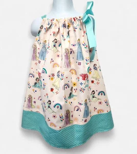 Princess pillowcase girls dress, Birthday Princesses dress, Dress with Princess, - Picture 1 of 3