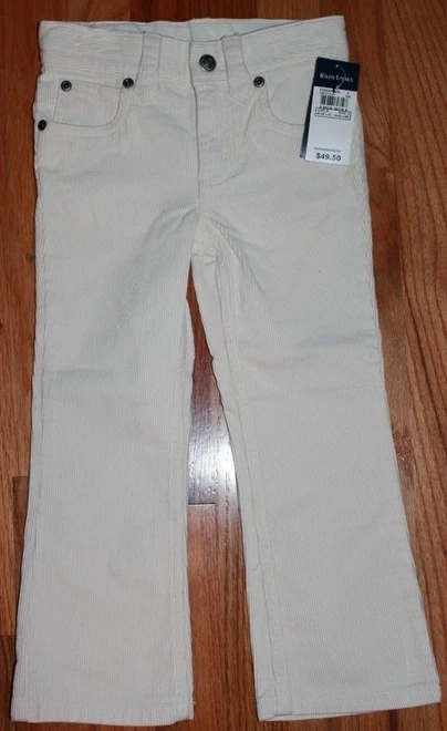 Pantalones de pana marfil de cinco bolsillos blanco roto Ralph Lauren para niñas 4 nuevos con etiquetas  Foto 1 de 4