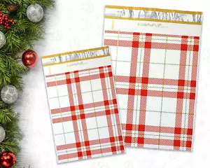 Combo mailer poli a quadretti rosso e oro 10x13 o 6x9 pollici, collezione autunno, inverno - Foto 1 di 27