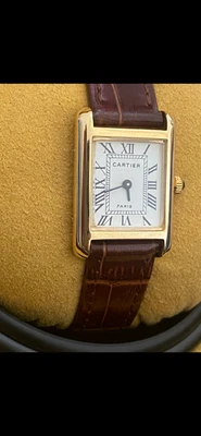 Vintage Cartier Paris Tanque Vermeil Plata 925 Chapado en Oro 18K Damas’ — Funciona Foto 1 de 4
