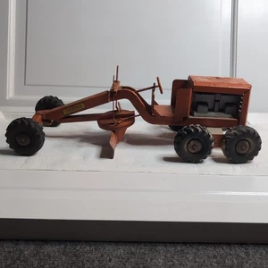 Structo Road Grader Orange Pressed Steel Toy Vintage - Picture 1 of 24