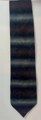 J. Ferrar  Men's  Necktie 100% Silk Geometric Brown, Black - Image 1 of 4