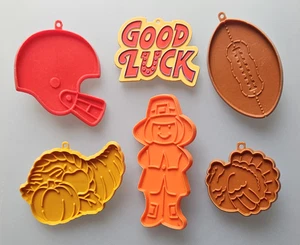 Lot Hallmark Football/Thanksgiving Cookie Cutters Helmet Ball Good Luck Pilgrim+ - Picture 1 of 2