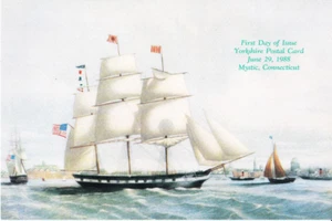 USPS First Day Ceremony Program UX122 Yorkshire Packet Ship Postal Card 1988 - Picture 1 of 4