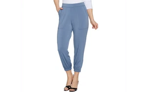 Pantalones recortados de banda pequeña de colección azul PXXS A287832 QVC - Imagen 1 de 6